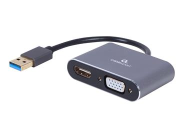 GEMBIRD A-USB3-HDMIVGA-01 USB to HDMI + VGA display adapter space grey