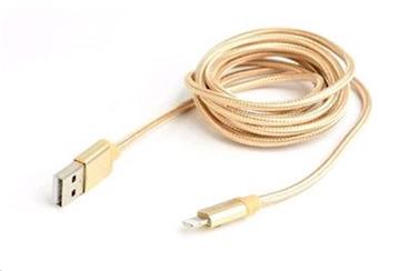 GEMBIRD CABLEXPERT Kabel USB 2.0 Lightning (IP5 a vyšší) nabíjecí a synchronizační kabel, opletený, 1,8m, zlatý, blister