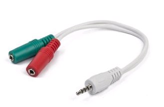 GEMBIRD CABLEXPERT Sluchátkový adaptér 3,5 mm 4-pin na 2 x 3,5 mm 3-pin jack, černý^ˇ