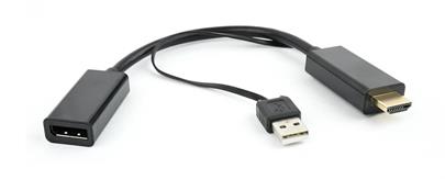 Gembird konvertor HDMI -> Displayport, černá