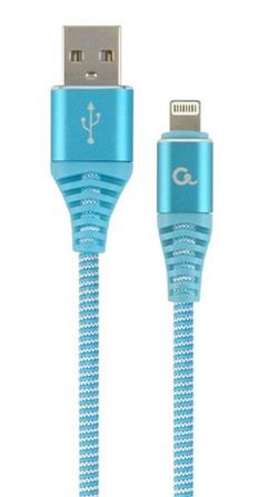 Gembird nabíjecí kabel Lightning 8-pin (M) na USB 2.0 (M), prémiový, opletený, 2 m, modrý