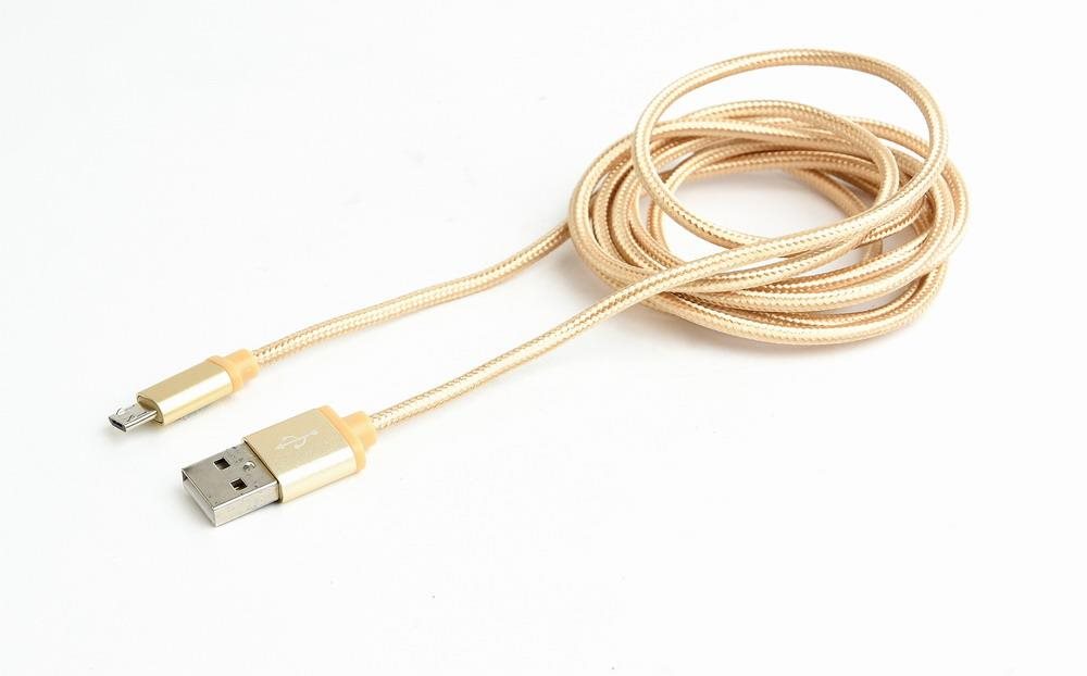 GEMBIRD Opletaný MicroUSB - USB 2.0, M/M, 1,8 m, zlatý