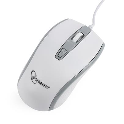 Gembird optická myš 1600 DPI, USB, bílá