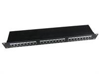 Gembird patch panel 19'', 24 port 1U cat.5e se zadní organizací kabelů, černý
