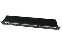 Gembird patch panel 19'', 24 port 1U cat.6 se zadní organizací kabelů, černý