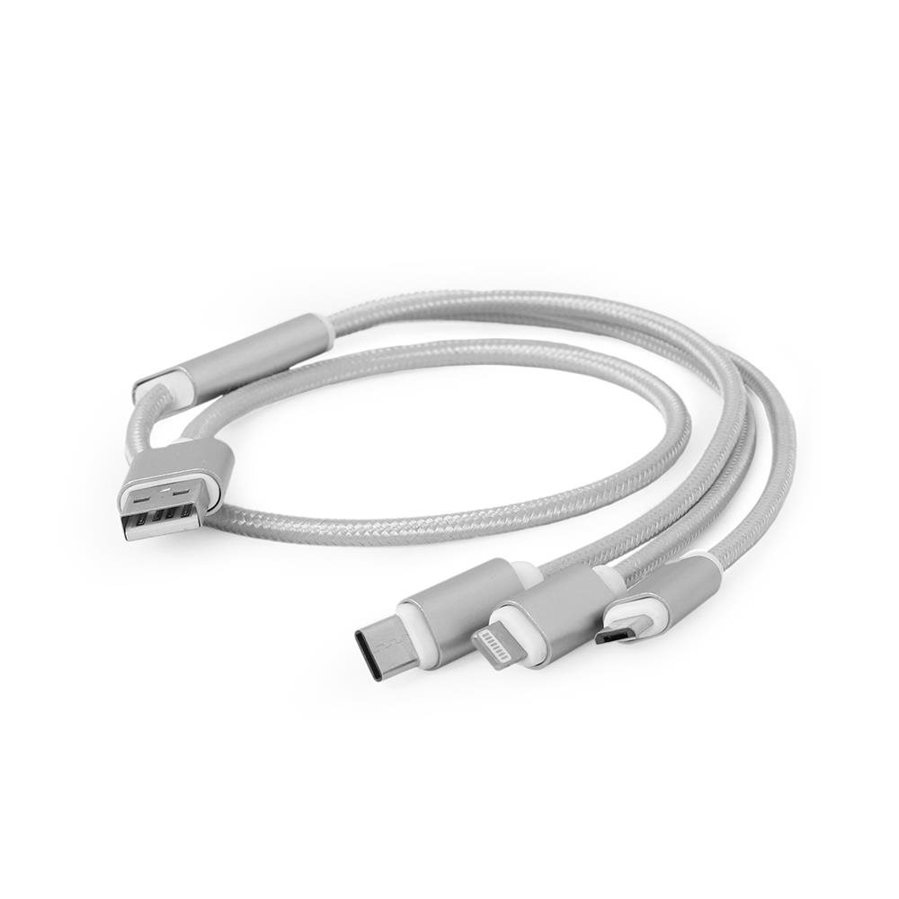 GEMBIRD USB 3-in-1 charging cable, silver, 1 m