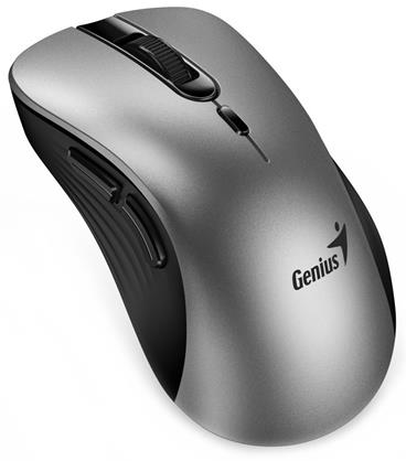 Genius Ergo 8100S AI, Myš, bezdrátová, ergonomická, optická, 1600DPI, 6 tlačítek, USB, Copilot, tichá, stříbrno-šedá