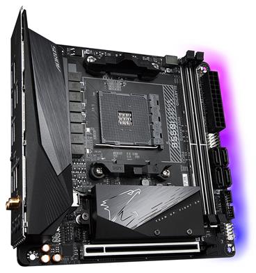 GIGABYTE B550I AORUS PRO AX / AMD B550 / AM4 / 2x DDR4 DIMM / 2x M.2 / 2x HDMI / DP / Wi-Fi 6 / mini-ITX