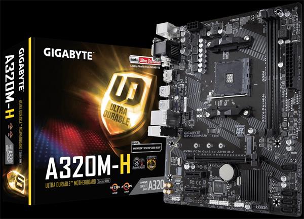 GIGABYTE MB Sc AM4 A320M-H (rev2.0), AMD A320, 2xDDR4, VGA, mATX