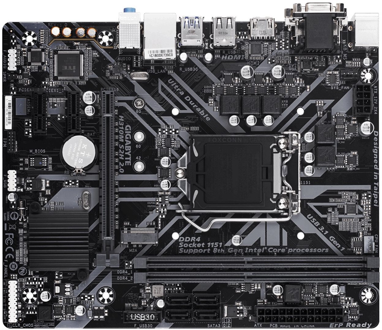 GIGABYTE MB Sc LGA1151 H310M S2H rev2.0, Intel H310, 2xDDR4, VGA, mATX