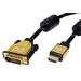 Gold DVI-HDMI kabel, DVI-D(M) - HDMI M, 1,5m