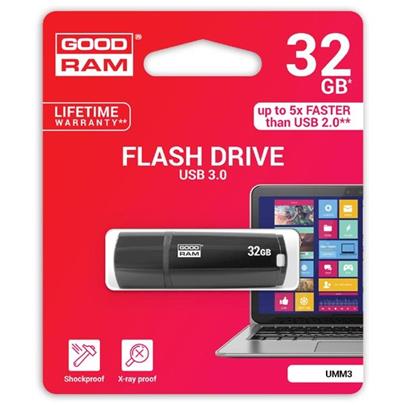 Goodram USB flash disk, 2.0, 32GB, UMM3, černý, UMM3-0320K0R11, podpora OS Win 7