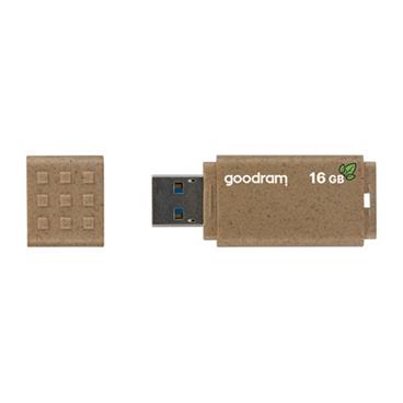 Goodram USB flash disk, USB 3.0, 16GB, UME3 ECO FRIENDLY, hnědý, UME3-0160EFR11, USB A, s krytkou