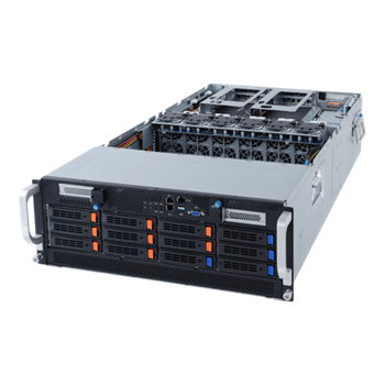 GPU server G492-Z51 4U 2S-SP3(280W), 2×10GbE-T, 12LFF(8NVMe), 10GPU(g4), 32DDR4-3200, IPMI, rPS (80+PLAT)