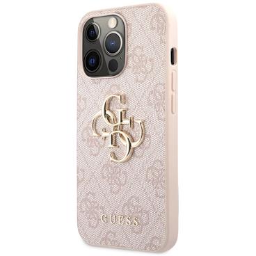 Guess PU 4G Metal Logo Case iPhone 13 Pro Max růžový