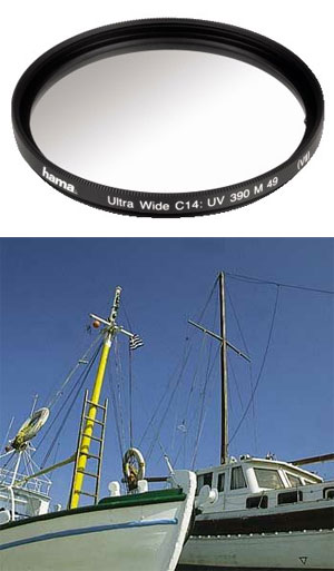 Hama filtr UV 390/0-HAZE Ultra Wide 3mm, M49, C14 zušlechtění, černý