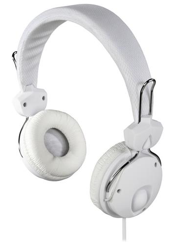 HAMA headset on-ear/ drátová sluchátka + mikrofon Fun4Phone/ 3,5 mm jack/ citlivost 100 dB/mW/ bílá