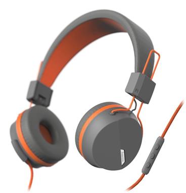 HAMA headset on-ear/ drátová sluchátka + mikrofon Next/ 3,5 mm jack/ citlivost 103 dB/mW/ šedo-oranžová