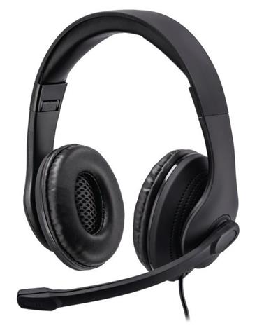 HAMA headset PC Office stereo HS-P200,/ drátová sluchátka + mikrofon/ 2x 3,5 mm jack/ citlivost 105 dB/mW/ černá