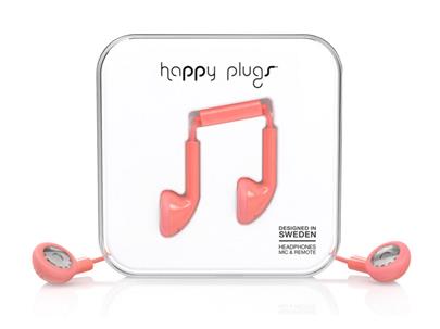 Happy Plugs Earbud Coral sluchátka/mikrofon/příjem hovoru/3,5mm