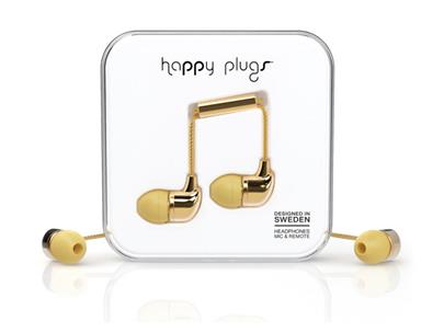 Happy Plugs In-Ear Gold sluchátka/mikrofon/příjem hovoru/3,5mm