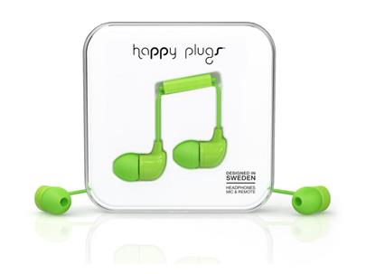 Happy Plugs In-Ear Green sluchátka/mikrofon/příjem hovoru/3,5mm