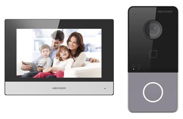 Hikvision DS-KIS603-P(B) kit IP videotelefonu, bytový monitor + dveřní stanice + 2x zdroj