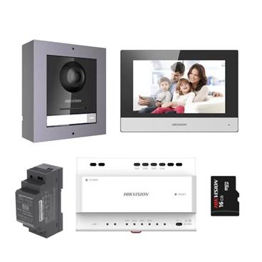 Hikvision DS-KIS702 kit videotelefonu, 2-drát, bytový monitor + dveřní stanice + napájecí zdroj