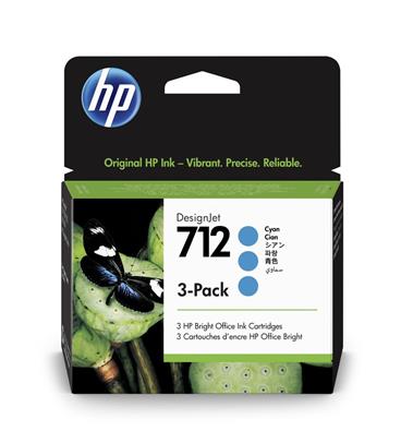 HP 712 3-Pack 29-ml Cyan DesignJet Ink Cartridge