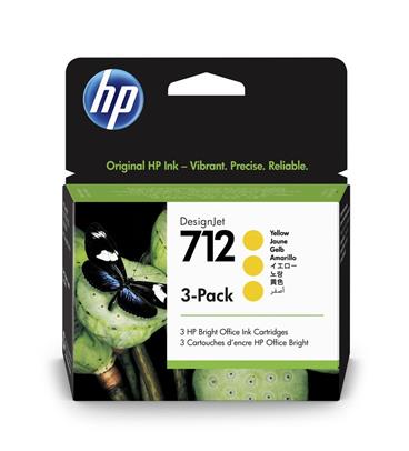 HP 712 3-Pack 29-ml Yellow DesignJet Ink Cartridge