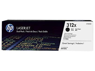 HP CF380XD Toner 312X 2-pack High Yield LJ Toner Cart, 2 x 4400 str, Black