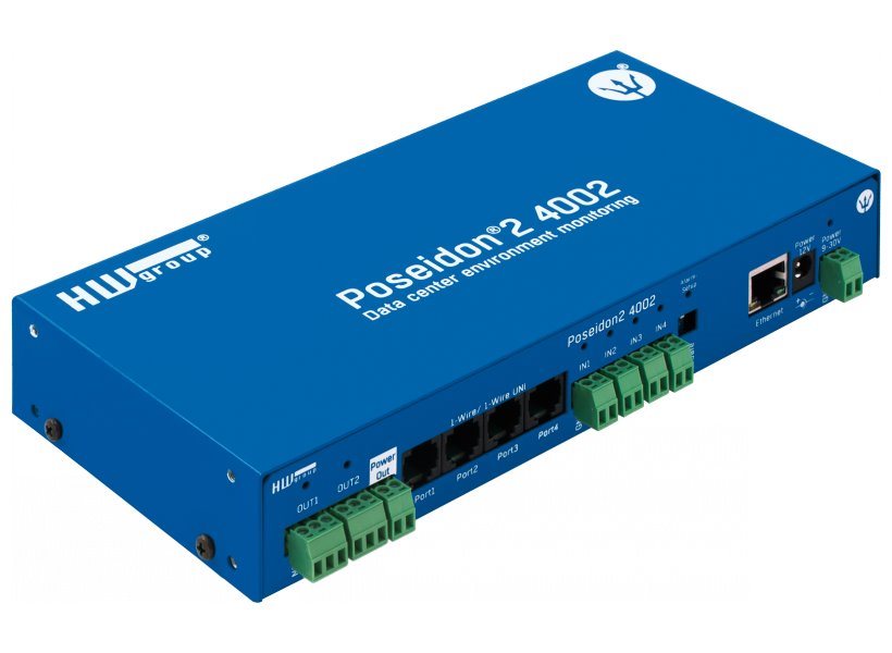 HwG Poseidon2 4002 - jednotka pro monitoring prostředí, lze připojit: 16xsenzor, 12xDI vstup, 2xDO výstup (relé)