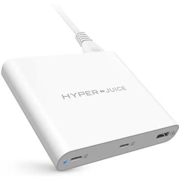 HyperJuice 87W Dual USB-C nabíjecí adaptér s QC 3.0 a USB-A – bílý