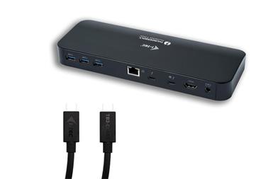 i-tec Thunderbolt 3 Dual 4K Docking Station + USB-C to DP Cable (1,5 m) with Power Delivery 85W + Two TB3 Cables: 150cm