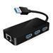 Icy Box USB 3.0 to Gigabit Ethernet Adapter + 3x USB 3.0 Hub, Black