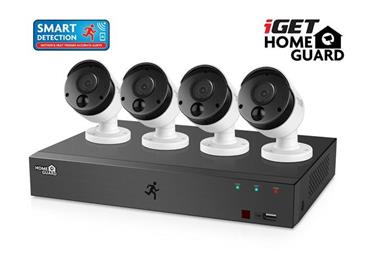 iGET HOMEGUARD HGDVK84404 - Kamerový systém se SMART detekcí pohybu, 8-kanálový FullHD 1080p rekordér DVR + 4x HGPRO838