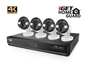 iGET HOMEGUARD HGNVK84904 - Kamerový PoE systém se SMART detekcí pohybu, 8-kanálový Ultra HD 4K rekordér NVR
