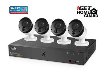 iGET HOMEGUARD HGNVK85304 - Kamerový PoE systém se SMART detekcí pohybu, 8-kanálový FullHD 1080p rekordér NVR