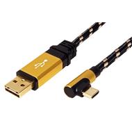 USB 2.0 kabel, oboustranný USB A(M) - USB C(M) lomený (90°), 0,8m