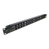 POE Patch panel UTP cat.5e 16p 1U Black (provedení 19" rack)