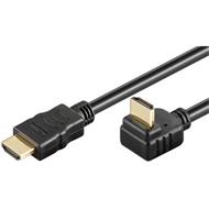 PremiumCord HDMI High Speed+Ethernet kabel, zlacený zahnutý konektor 270° 1m