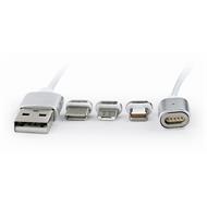 Gembird magnetický USB nabíjecí kombo kabel, stříbrný, 1m