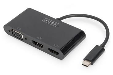 DIGITUS USB-C™ 3v1 adaptér pro tři monitory (HDMI, DP, VGA)