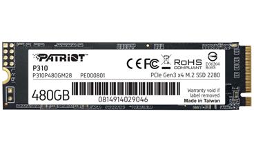 PATRIOT P310 480GB SSD / Interní / M.2 PCIe Gen3 x4 NVMe 1.3 / 2280