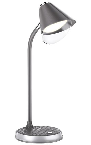IMMAX LED stolní lampička Immax FINCH/ Qi nabíjení/ 9W/ 12V/2A/ stmívatelná/ šedá + stříbrné prvky