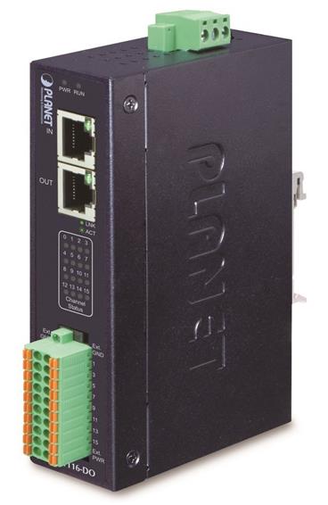 Industrial EtherCAT Slave I/O Module with Isolated 16-ch Digital Output (-40 to 75 C, 9~48V DC, 2 x RJ45 bus interface,