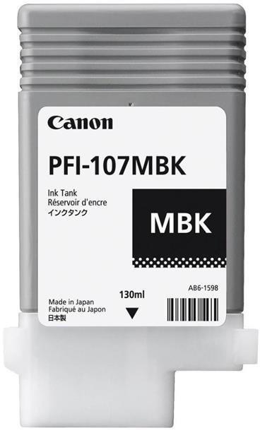 Inkoustová náplň Canon PFI107MBK matně černá | 130ml | iPF68X, 78X