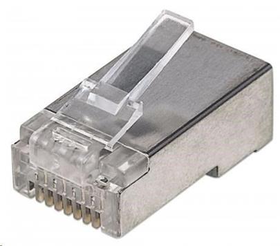 INT Modular Plug, Cat5e, RJ45, 15µ, Shielded, for Solid Wire, 100 pcs., Jar