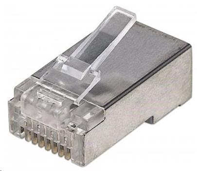 INT Modular Plug, Cat5e, RJ45, Shielded, 15µ, For Stranded Wire, 100 pcs., Jar