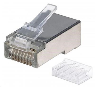 INT Modular Plug, Cat6, RJ45 with Liner, 15µ, Shielded, for Solid Wire, 90 pcs., Jar